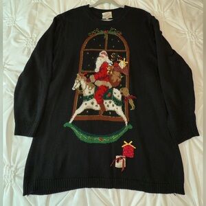 Vintage 1994 Susan Bristol Sweater L Black Santa Pullover Christmas
Holiday